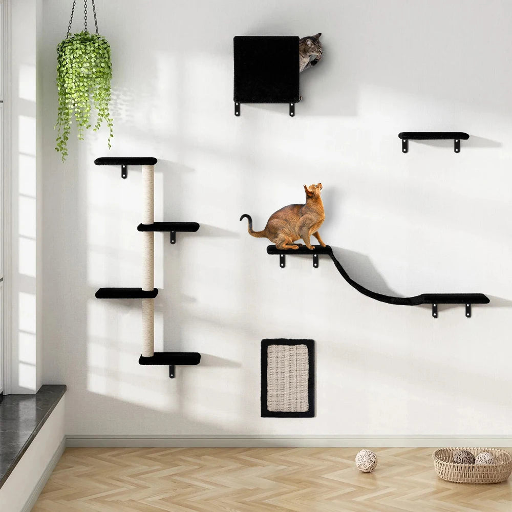 Multi-Tier Cat Tree Set with Hammock & Jumping Platform