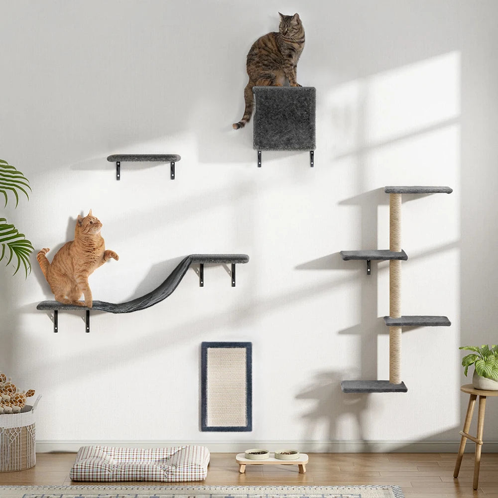 Multi-Tier Cat Tree Set with Hammock & Jumping Platform