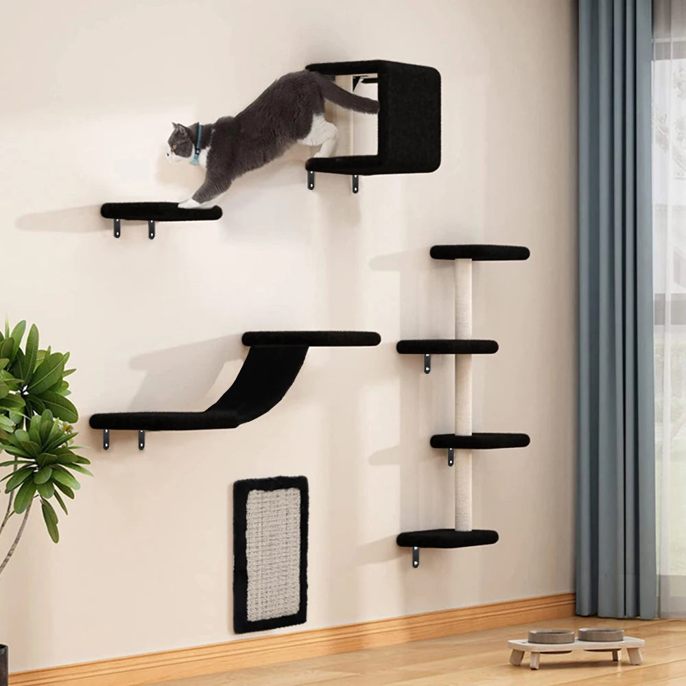 Multi-Tier Cat Tree Set with Hammock & Jumping Platform
