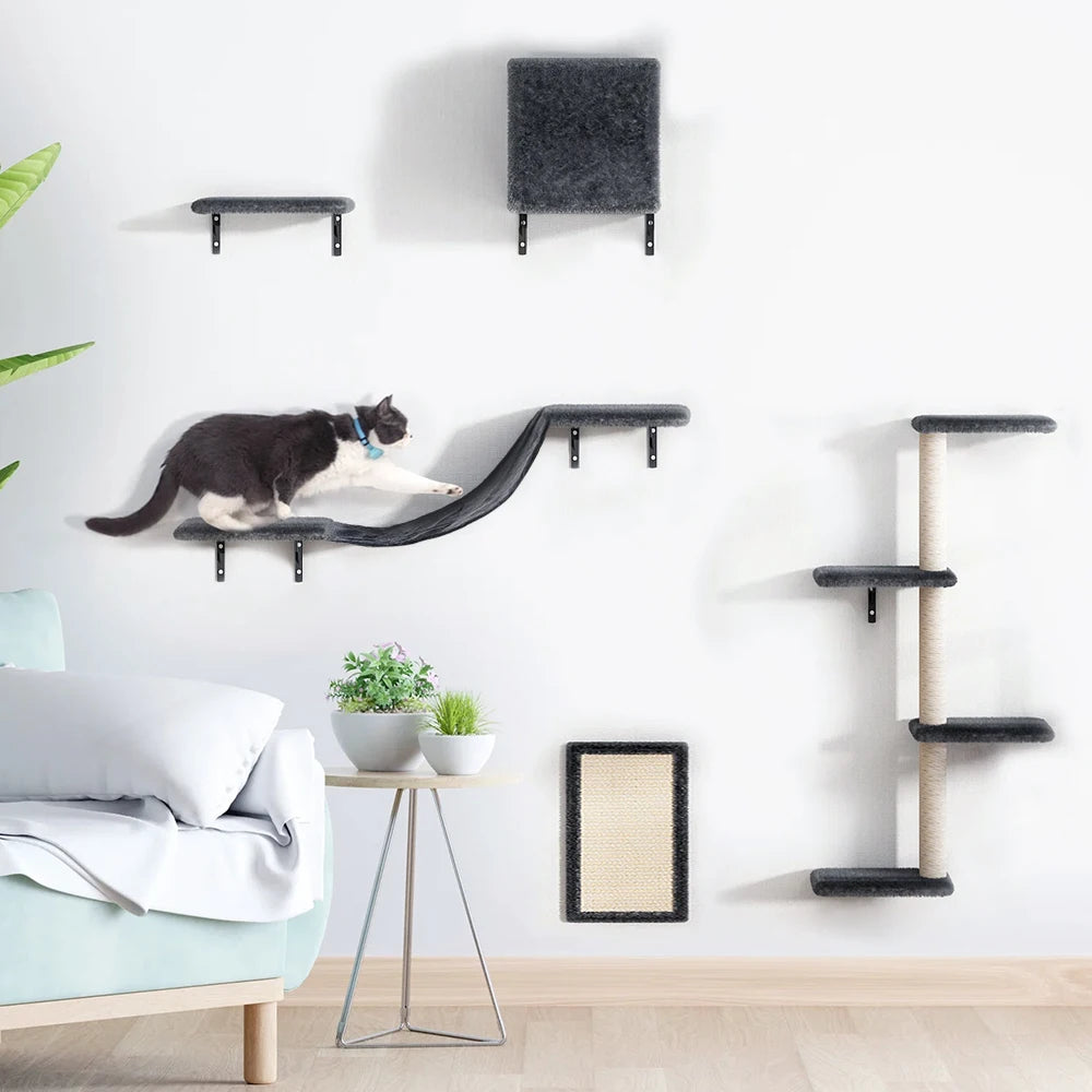 Multi-Tier Cat Tree Set with Hammock & Jumping Platform